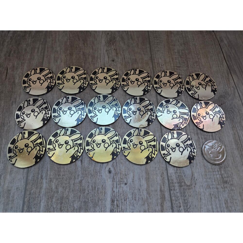 Lot of 18 Pikachu Pokemon TCG Game Coins /‎ Tokens (Incl. 25th Anniversary)
